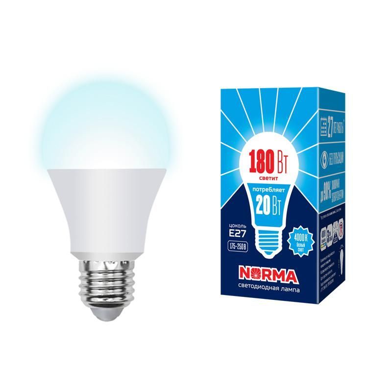лампа светодиодная led-a65-20w/nw/e27/fr/nr norma 20вт матовая e27 (упак. картон) volpe ul-00004029 от BTSprom.by