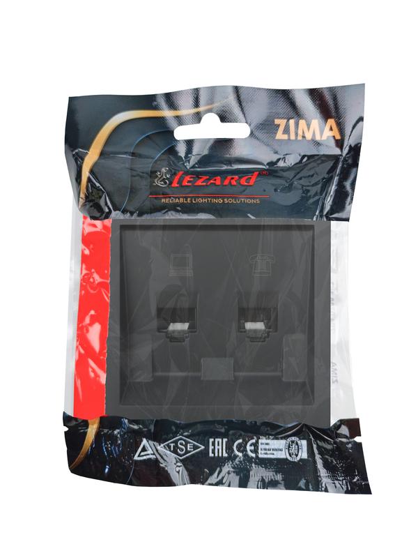  Розетка компьютер+телефон СП ZIMA IP20 черн. бархат LEZARD 704-4288-143 фото в каталоге от BTSprom.by