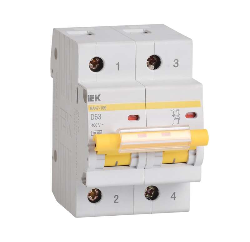 выключатель автоматический модульный 2п d 63а 10ка ва47-100 karat iek mva40-2-063-d от BTSprom.by