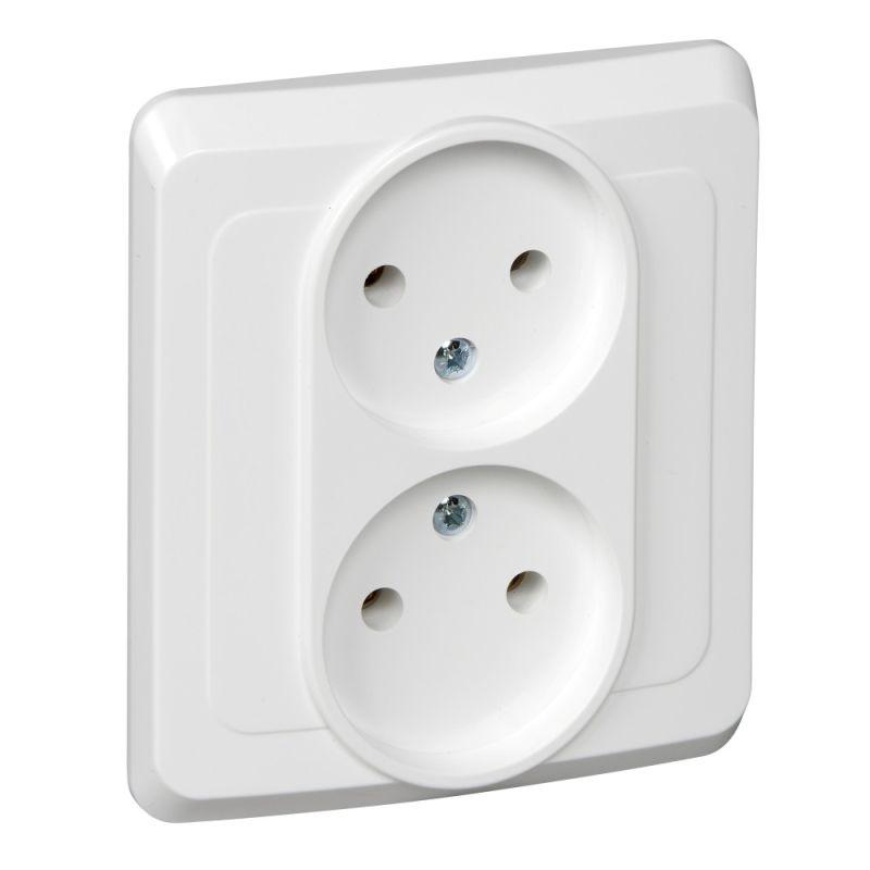 розетка 2-м сп этюд 16а ip20 250в без заземл. без защ. шторок бел. se pc16-005b от BTSprom.by
