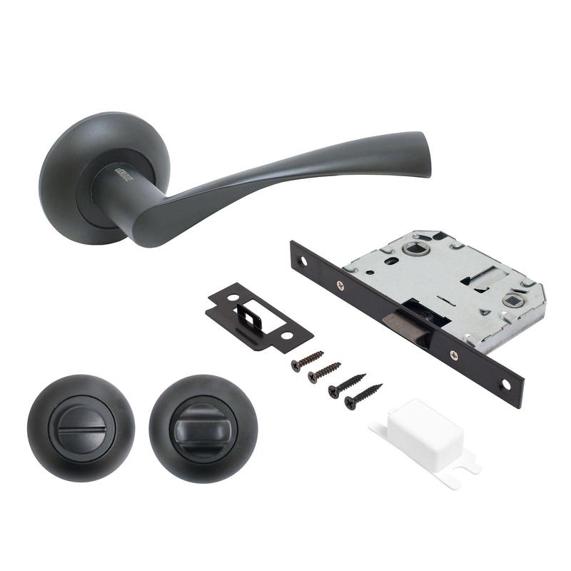 комплект ручек и защелка с фикс арт "оскар" bl+l7050s bl+bk-r1 bl (13150/s7050) матов. черн. аллюр 14 674 от BTSprom.by