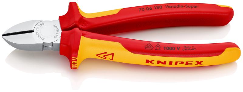 бокорезы vde l-180мм твердость кромок 62 hrc хром. knipex kn-7006180sb от BTSprom.by