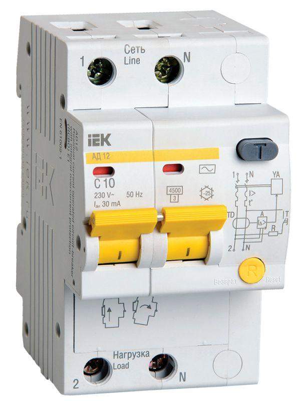 выключатель автоматический дифференциального тока 2п c 10а 30ма тип ac 4.5ка ад-12 iek mad10-2-010-c-030 от BTSprom.by