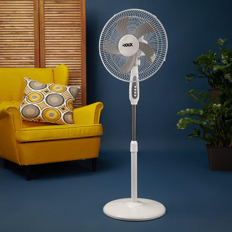  Вентилятор напольный 40Вт 5 лопастей подставка круглая механическое управление бел./син. DUX 60-0212 фото в каталоге от BTSprom.by