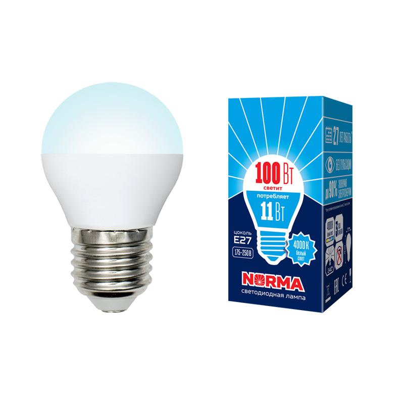 лампа светодиодная led-g45-11w/nw/e27/fr/nr norma 11вт матовая e27 (упак. картон) volpe ul-00003834 от BTSprom.by