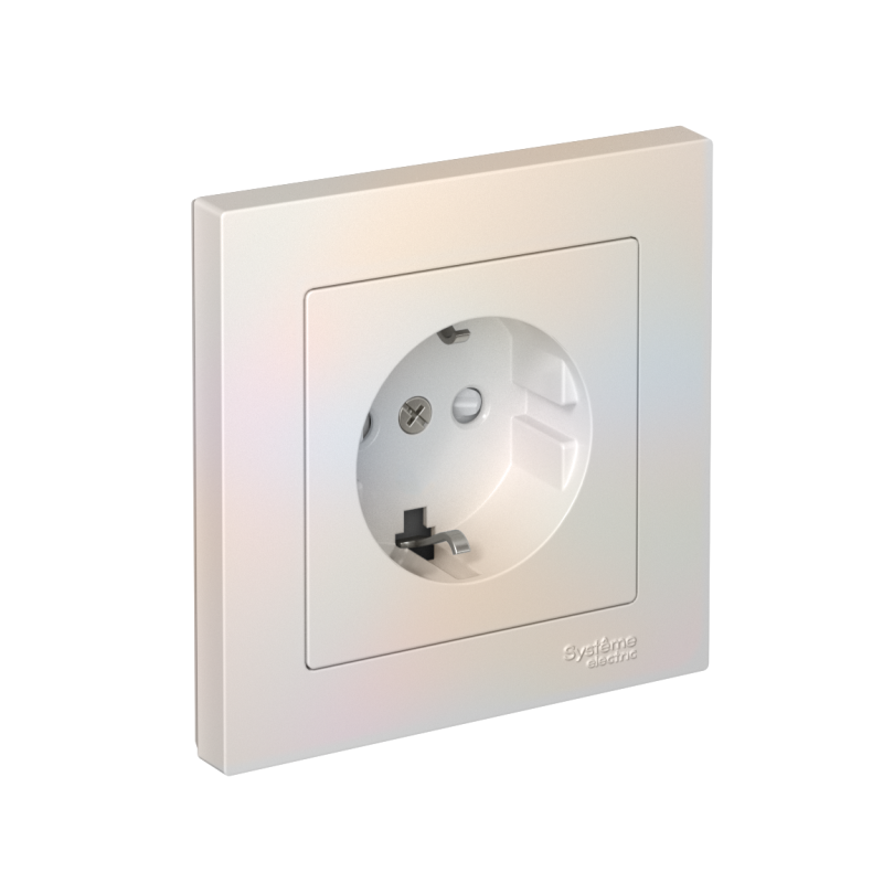 розетка atlasdesign 16а с заземл. защ. шторки быстрозажим. клем. в сборе жемчуж. se atn000444s от BTSprom.by