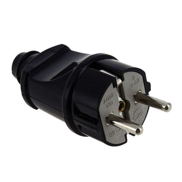 вилка с заземл. 16а 250в прямой вывод проводника abs-пластик черн. rev 24204 8 от BTSprom.by