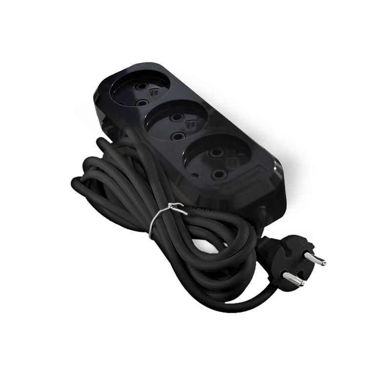 удлинитель 3х3м без заземл. 10а ip20 е-202 пвс 2х0.75 абс-пластик черн. universal 2114 от BTSprom.by