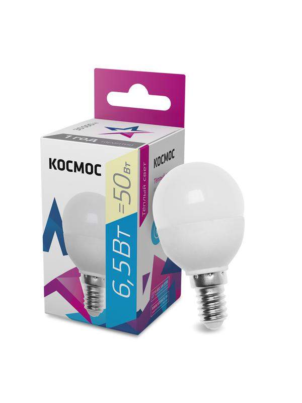 лампа светодиодная gl45 6.5вт 220в e14 3000к космос lkecled6.5wgl45e1430 от BTSprom.by