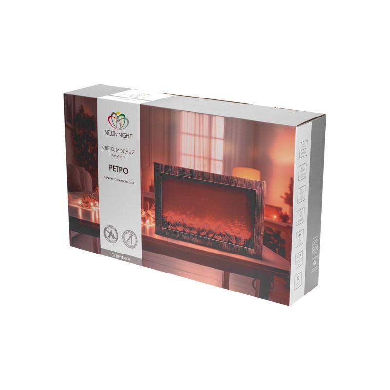 Камин светодиодный "Ретро" с эффектом живого огня 60 3х11х36 8см батарейки 3хС (в компл. не входят) или от USB (в компл.) бронз. Neon-Night 511-002 фото в каталоге от BTSprom.by