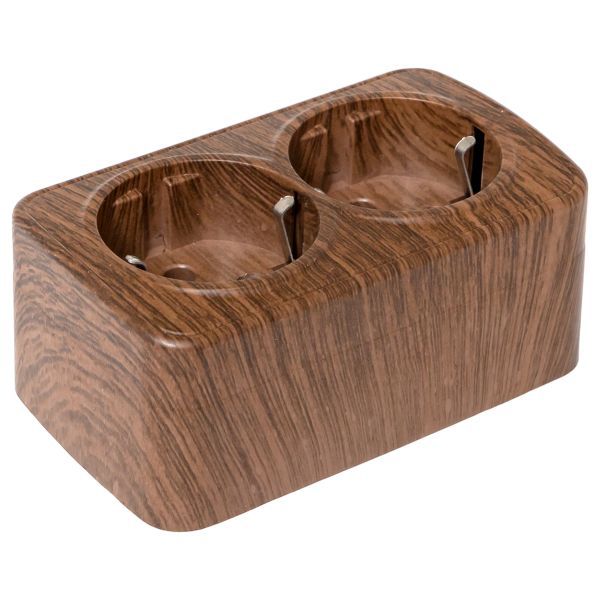  Розетка 2-м ОП Минск 16А IP20 с заземл. темн. дерево EKF EGR16-128-40 фото в каталоге от BTSprom.by