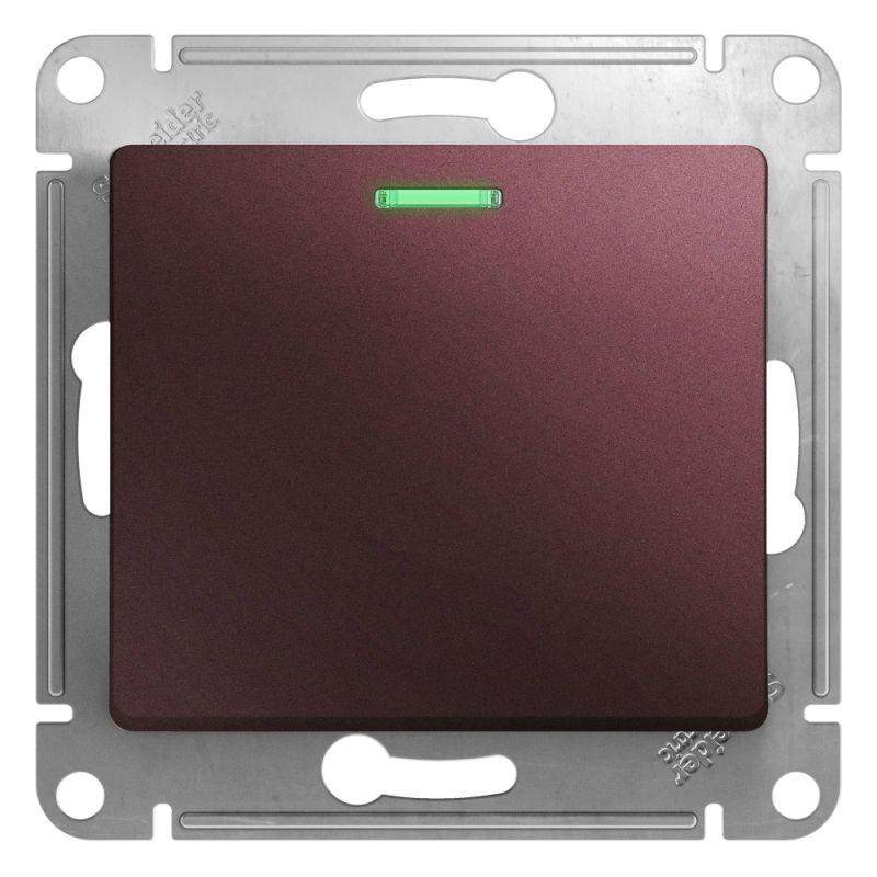 выключатель 1-кл. сп glossa 10а ip20 (сх. 1а) 10ax с подсветкой механизм баклажан. se gsl001113 от BTSprom.by