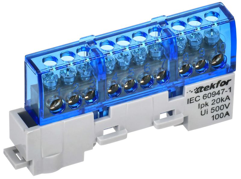 шина нулевая n изол. на универс. держ. 6х9-10-с tekfor iek tf-nn10-10-kl-k07 от BTSprom.by