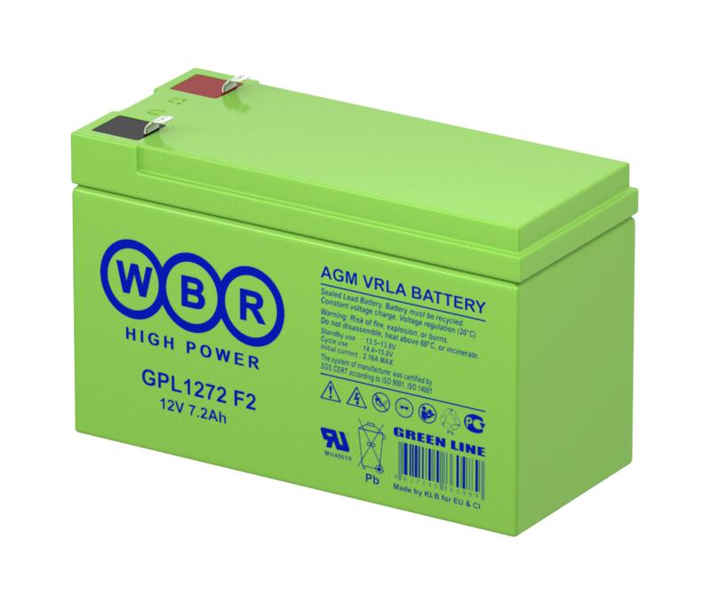 аккумулятор 12в 7.2а.ч wbr gpl1272 f2 wbr от BTSprom.by