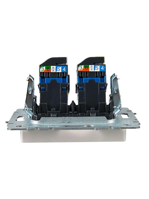  Розетка компьютерная двойн. СП RJ45 кат.6 BRITE РК11-2-БрЖ механизм жемчуж. IEK BR-K20-2-K36 фото в каталоге от BTSprom.by