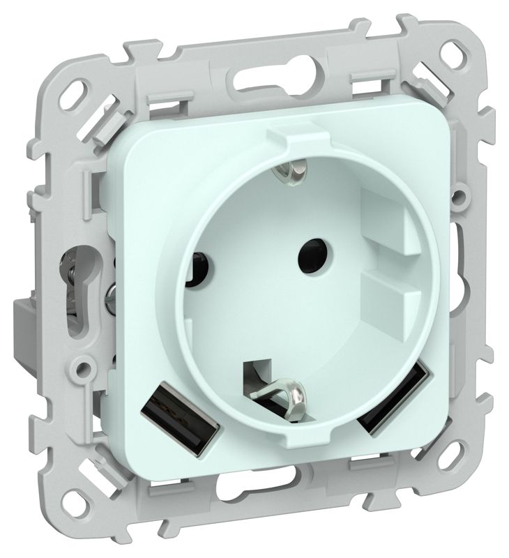 розетка 1-м сп flite рсюша11-0-флхл 16а с usb a+a 3.1а с заземл. с защ. шторками механизм холод. лед iek fi-r14-16-u21-d31-k94 от BTSprom.by