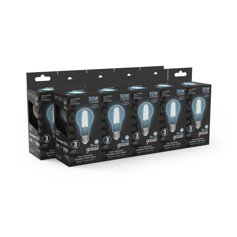 Лампа светодиодная филаментная Black Filament 30Вт A70 грушевидная 4100К нейтр. бел. E27 3100лм GAUSS 102902230 фото в каталоге от BTSprom.by