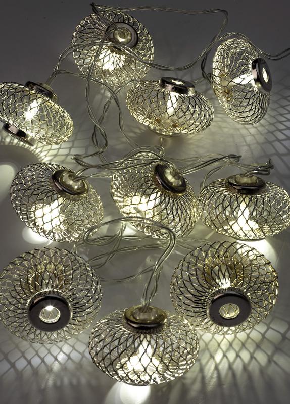 гирлянда светодиодная "фонарики" хром 5х3см 10led тепл. бел. 1.8+0.3м космос koc_gir-b120 от BTSprom.by