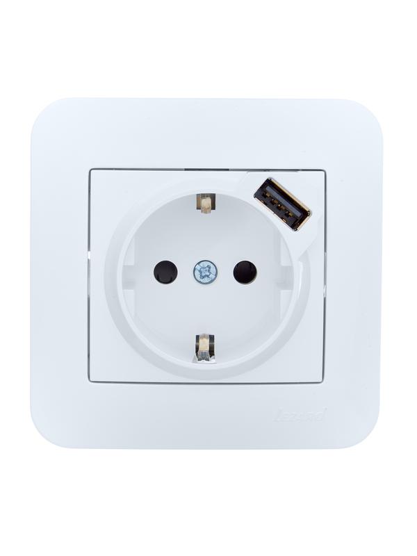 розетка 1-м сп asti 16а ip20 с заземл. с заряд. устройством usb в сборе бел. lezard 7081-0202-181 от BTSprom.by