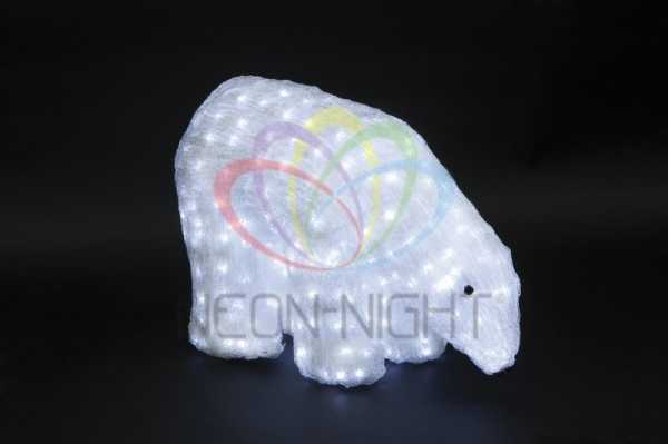 акриловая светодиодная фигура "белый медведь" 40см, 752 светодиода, ip 44, понижающий трансформатор в комплекте, neon-night от BTSprom.by