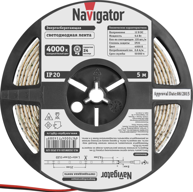  Лента светодиодная 71 408 NLS-3528W120-9.6 IP20 12B R5 9.6Вт/м (уп.5м) Navigator 71408 фото в каталоге от BTSprom.by