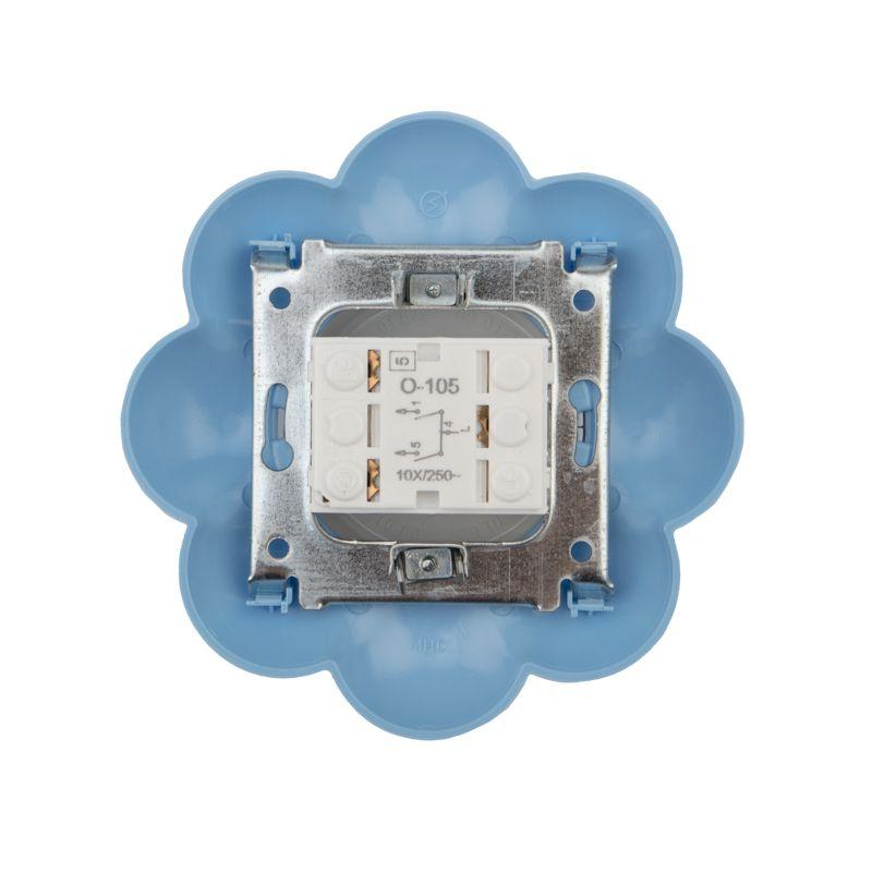  Выключатель 2-кл. СП HAPPY Цветок бел./голубой Kranz KR-78-0627 фото в каталоге от BTSprom.by