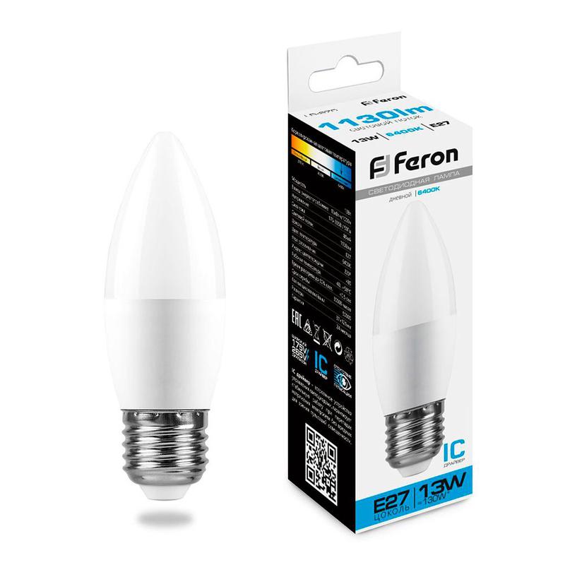 лампа светодиодная lb-970 13вт c37 свеча 6400к e27 230в feron 38112 от BTSprom.by