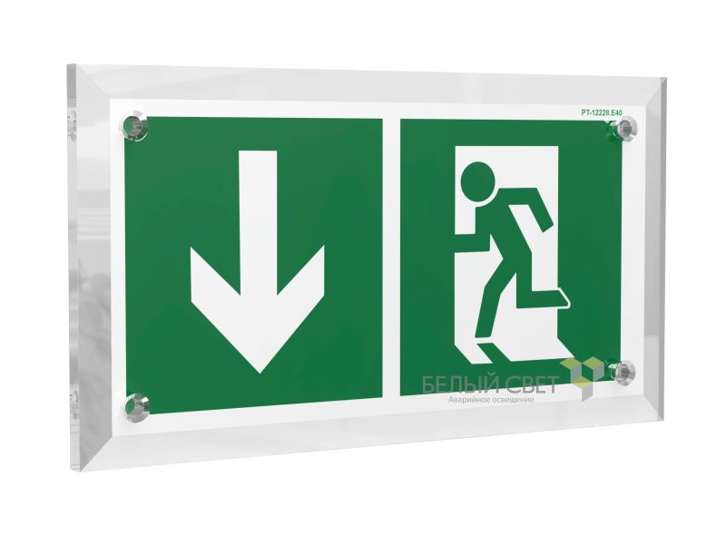знак безопасности pt-17328.e40 "указ. двери эвакуац. выхода (левостор.)" белый свет a22485 от BTSprom.by