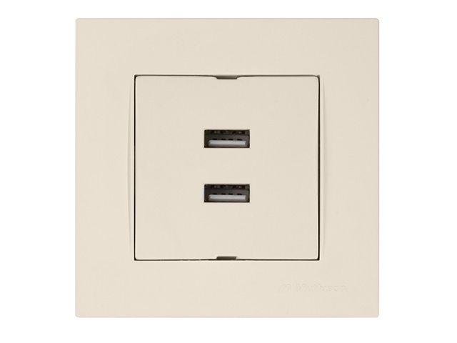 розетка компьютерная 2хusb (скрытая, горизонт.) кремовая, rita, mutlusan (2xusb charge, 5v-1.0a) 2220 449 0102 от BTSprom.by