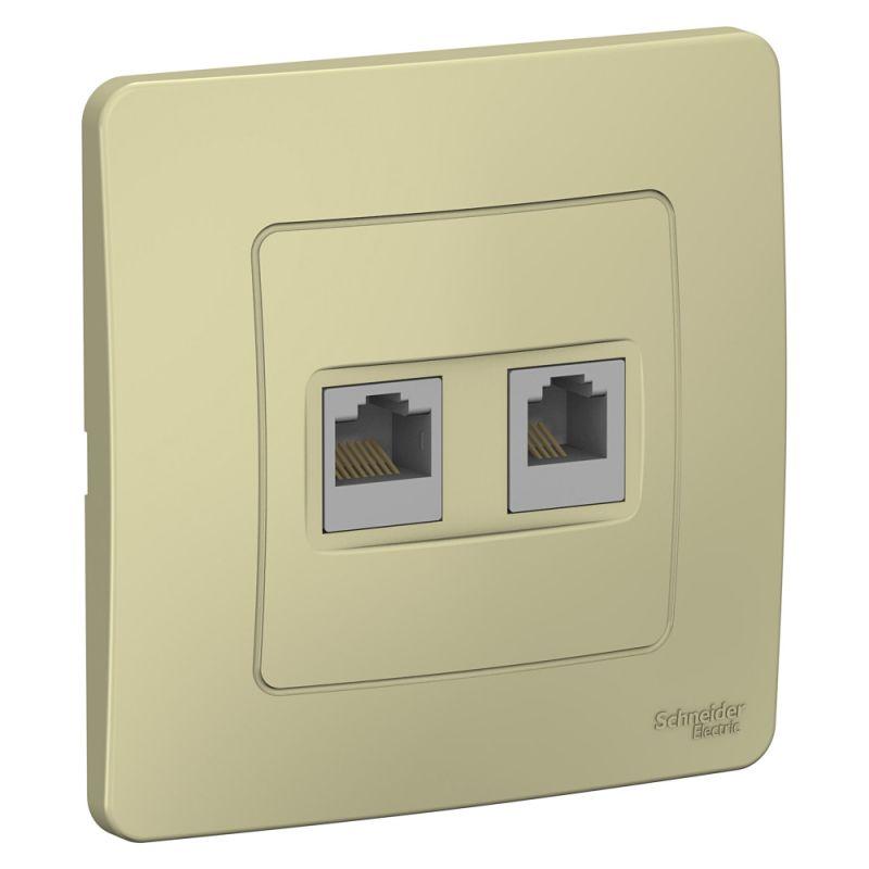 розетка компьютерная + телефонная 2-м сп blanca rj45 кат.5e + rj11 беж. se blnis045117 от BTSprom.by