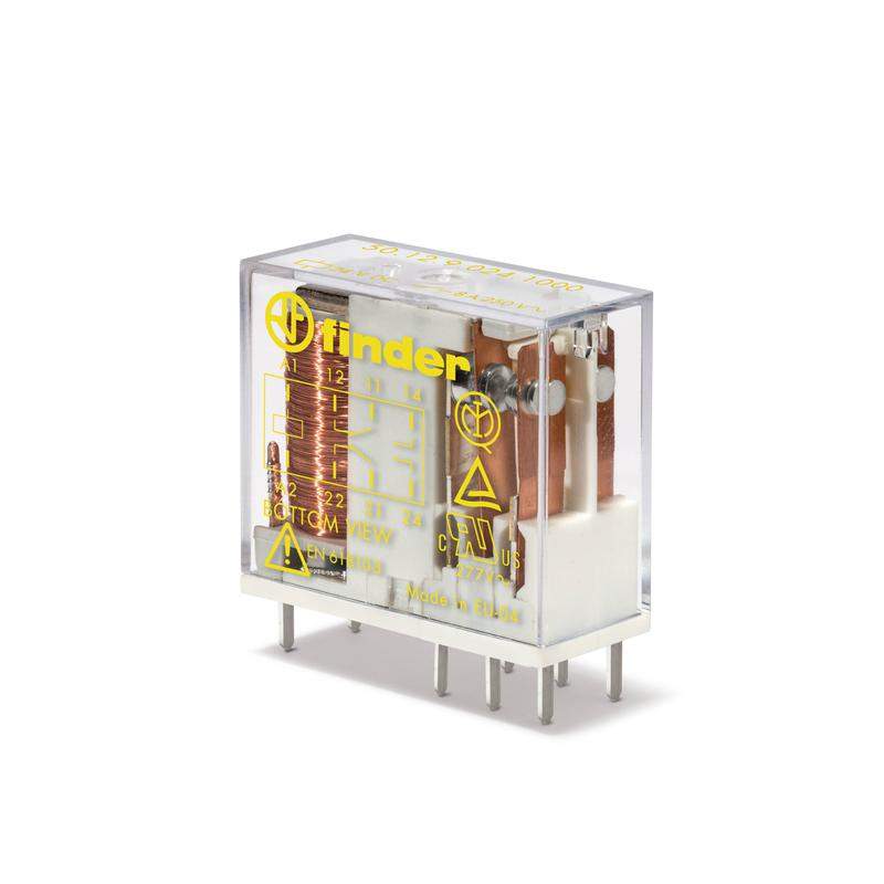 реле безопасности электромеханическое 8а 24в dc 2co agni rtii с принудит. управлен. контактами; монтаж на печатную плату или в розетку выводы с шагом 5мм (уп.10шт) finder 501290241000pac от BTSprom.by