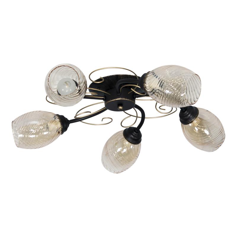 светильник "сюита" 151 (плафон 8264) нпб 01-5х60-115 e14 (им) потолочн. корич. муар./зол. элетех 1005405443 от BTSprom.by