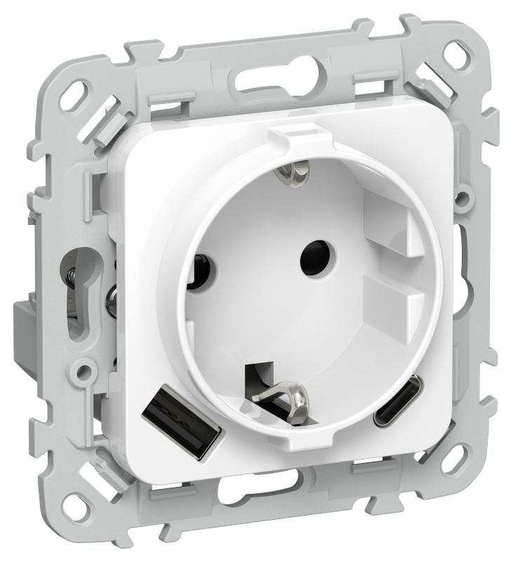 розетка 1-м сп flite рсюшс11-1-флб 16а с usb a+c 20вт с заземл. с защ. шторками безвинтовое крепление механизм бел. iek fi-r14-16-1-u22-020-k01 от BTSprom.by