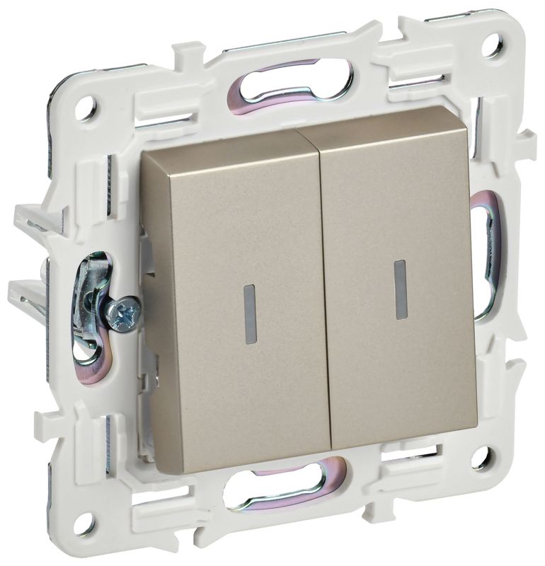 выключатель 2-кл. skandy 10а sk-v09sh с индикацией шампань iek sk-v20-1-10-k37 от BTSprom.by