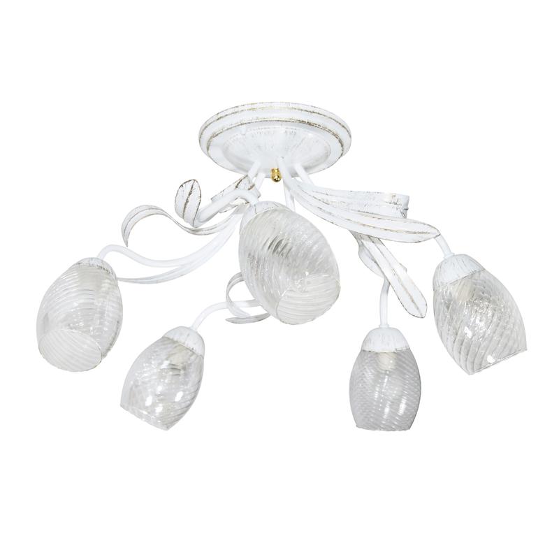 светильник "лилия" 151 (плафон 0013) нпб 01-5х60-107 e27 (им) потолочн. бел./зол. элетех 1005405405 от BTSprom.by