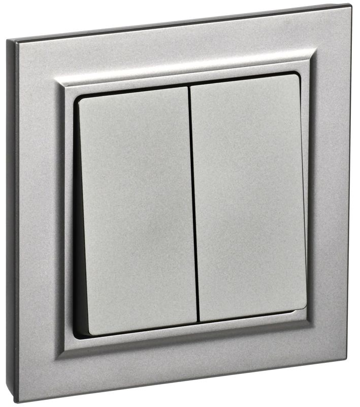 выключатель 2-кл. сп brite вср10-2-0-брс 10а в сборе сталь iek br-v20-0-10-k46-f от BTSprom.by