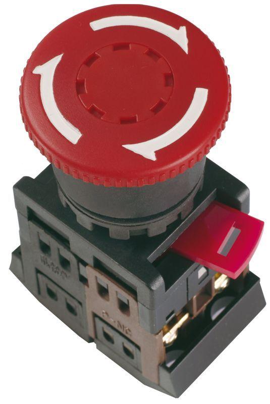 кнопка "грибок" ae-22 d22мм 1з+1р 240в с фиксацией красн. iek bbg10-ae-k04 от BTSprom.by