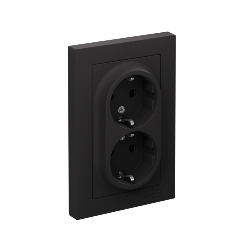 розетка 2-м сп atlasdesign 16а ip20 с заземл. защ. шторки в сборе карбон se atn001026 от BTSprom.by