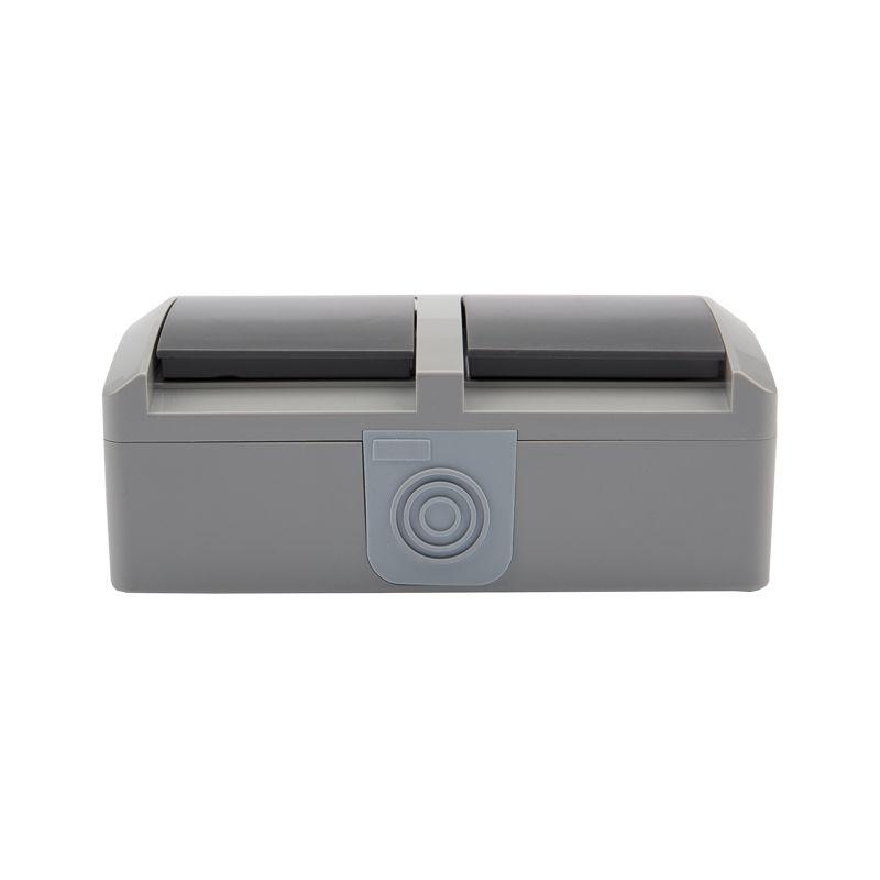  Блок ОП 2 розетки горизонт. INDUSTRIAL с заземл. IP54 сер. Kranz KR-78-0613 фото в каталоге от BTSprom.by