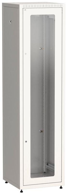 шкаф сетевой linea e 47u 600х600мм стекл. передняя дверь задняя металлическая сер. itk le35-47u66-gm от BTSprom.by