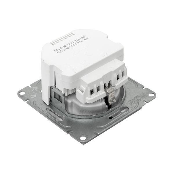  Розетка СП Эпика 16А с 2 USB-A+С с заземл. защ. шторки механизм алюм. EKF UP1-SOA-111-USBA+USBC фото в каталоге от BTSprom.by