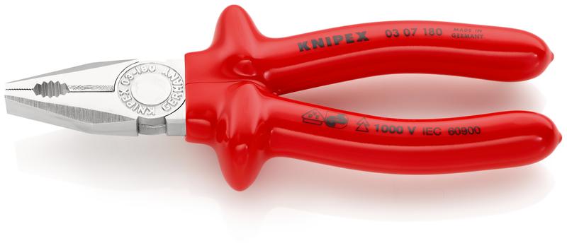 плоскогубцы комбинированные vde l-180мм диэлектрические хром. knipex kn-0307180 от BTSprom.by