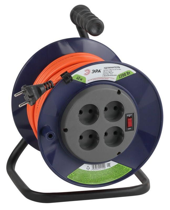удлинитель на пластик. катушке 4х40м без заземл. 10а ip20 rpx-4s-2х1.0-40m пвс 2х1 эра б0043051 от BTSprom.by