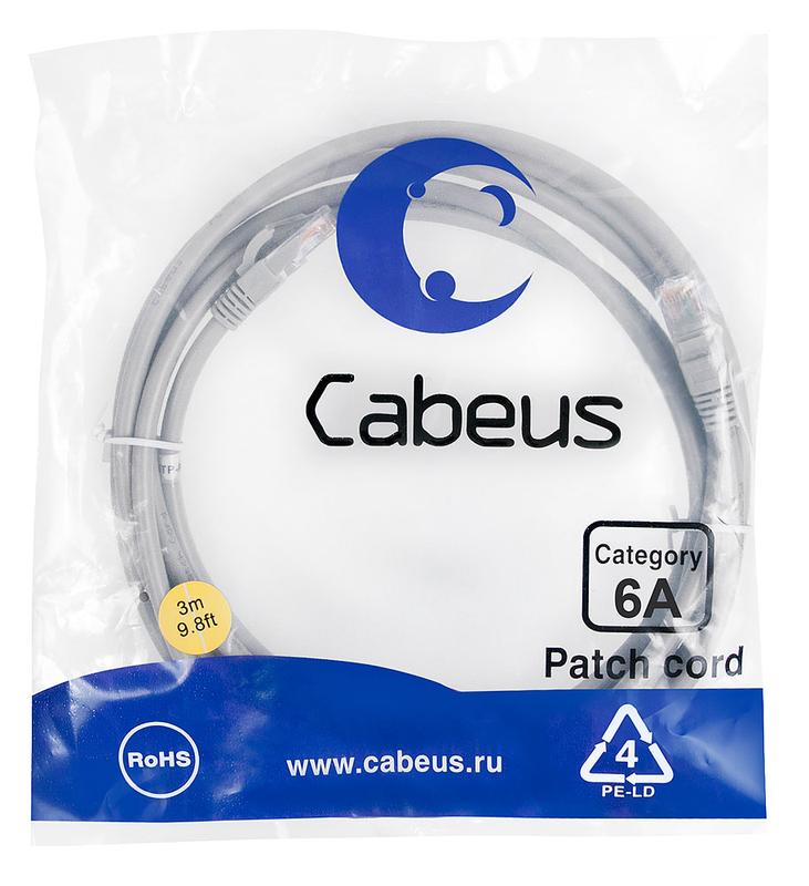 патч-корд u/utp кат.6a pc-utp-rj45-cat.6a-3m-lszh 2xrj45/8p8c неэкранир. lszh (10g) 3м сер. cabeus 7897c от BTSprom.by