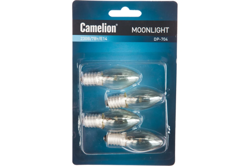лампа накаливания dp-704 bl-4 (лампа запас. для ночников прозрачная 220в 7вт e14) (уп.4шт) camelion 7077 от BTSprom.by