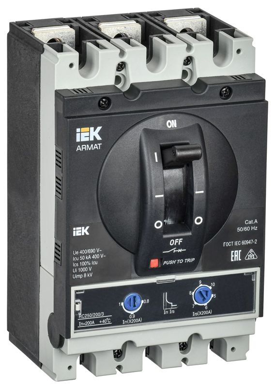 выключатель автоматический в литом корпусе 3п g 50ка 200а расцепитель термомагнитный регулируемый armat iek ar-mccb-3g-050-0200a-atuc от BTSprom.by