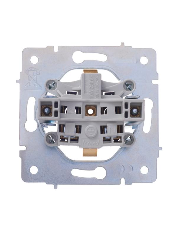  Розетка 1-м СП Vesna с заземл. защ. шторки ПБТ механизм жемчуж./бел. перламутр LEZARD 742-3088-124B фото в каталоге от BTSprom.by
