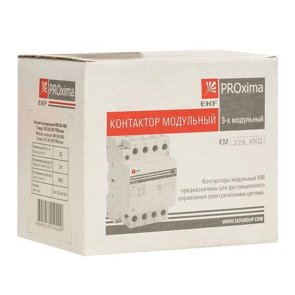  Контактор модульный 4NО 3мод. 24В AC КМ 32А PROxima EKF km-3-32-40-24v фото в каталоге от BTSprom.by