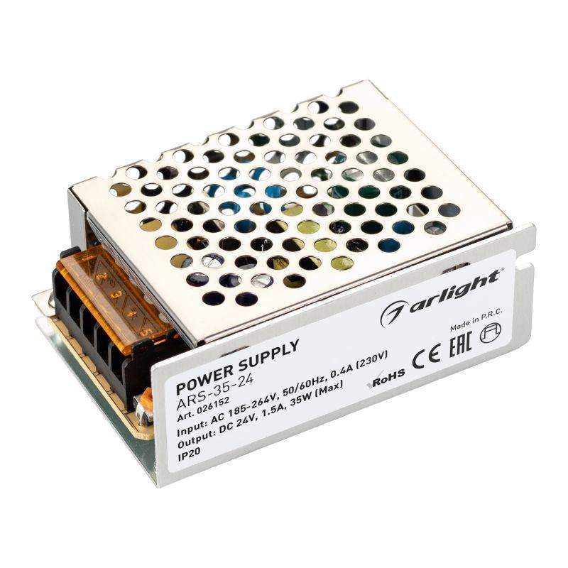 блок питания ars-35-24 24в 1.5а 35вт ip20 сетка 2 года arlight 026152 от BTSprom.by