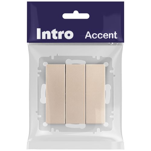  Выключатель 3-кл. СП Accent 6-106-04 10А IP20 250В AL/CU шампань Intro Б0063538 фото в каталоге от BTSprom.by